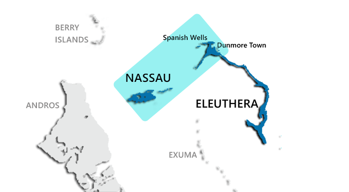 Map of 3 day charter to Eleuthera