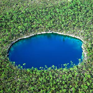 Blue hole on Andros, Bahamas