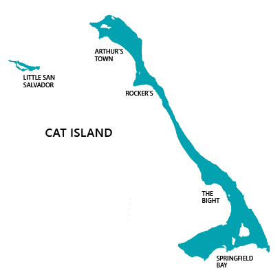 Map of Cat Island, Bahamas