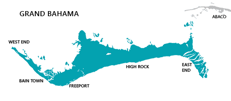 Map of Grand Bahama, Bahamas